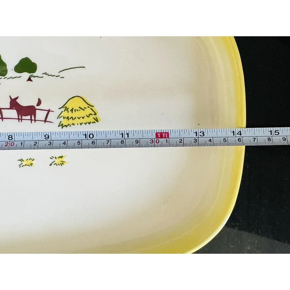 Vintage Brock Of California Serving Platter Farmhouse Yellow Tray‎ Hay Donkey